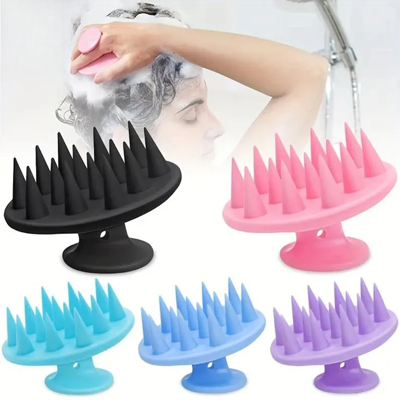 Hair Care Products - 1pc Portable Silicone Head Massage Brush,